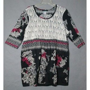 Ulla Popken dress womens 16/18 black bohemian boho flowy short